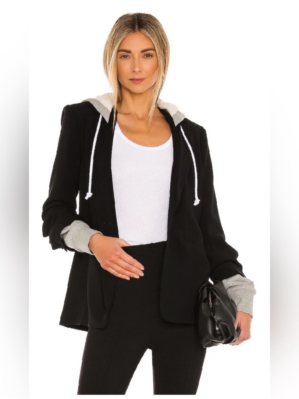 NWT Cinq a Sept KHLOE Black Blazer with Gray Hoodie